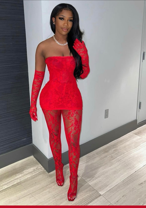 Act Bad Lace Set Red