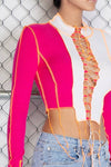 FRINGED LACE UP CROP