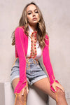 FRINGED LACE UP CROP