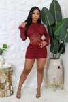 BURGUNDY LACE DRESS